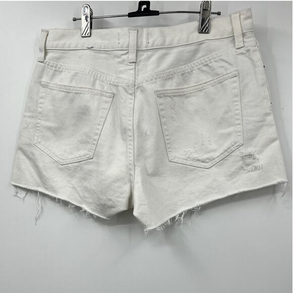We the Free People Womens Distressed Denim Shorts Stretch Pure White Size 31 - Picture 6 of 6